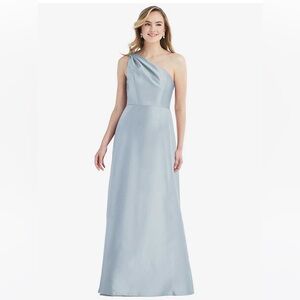 ALFRED SUNG STYLE D821 ONE-SHOULDER MAXI DRESS WITH POCKETS IN MIST Size 4R